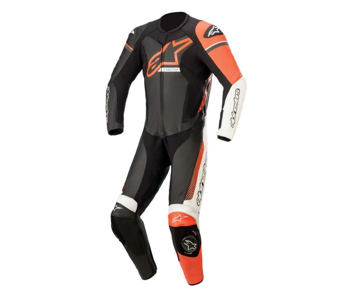 ALPINESTARS GP FORCE PHANTOM RACING LEATHER SUIT BLACK WHITE RED FLUO 1